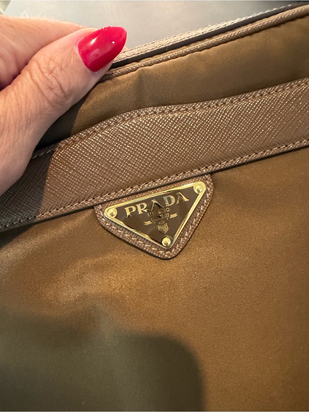 Prada cognac re-Nylon camera crossbody Bag with Leather Trim; worn 10 times max - Picture 6 of 16